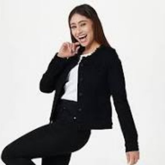 NWT JEN7 BY 7 FOR ALL MANKIND COLLARLESS JACKET BEVERLY MEDIUM - Picture 3 of 8